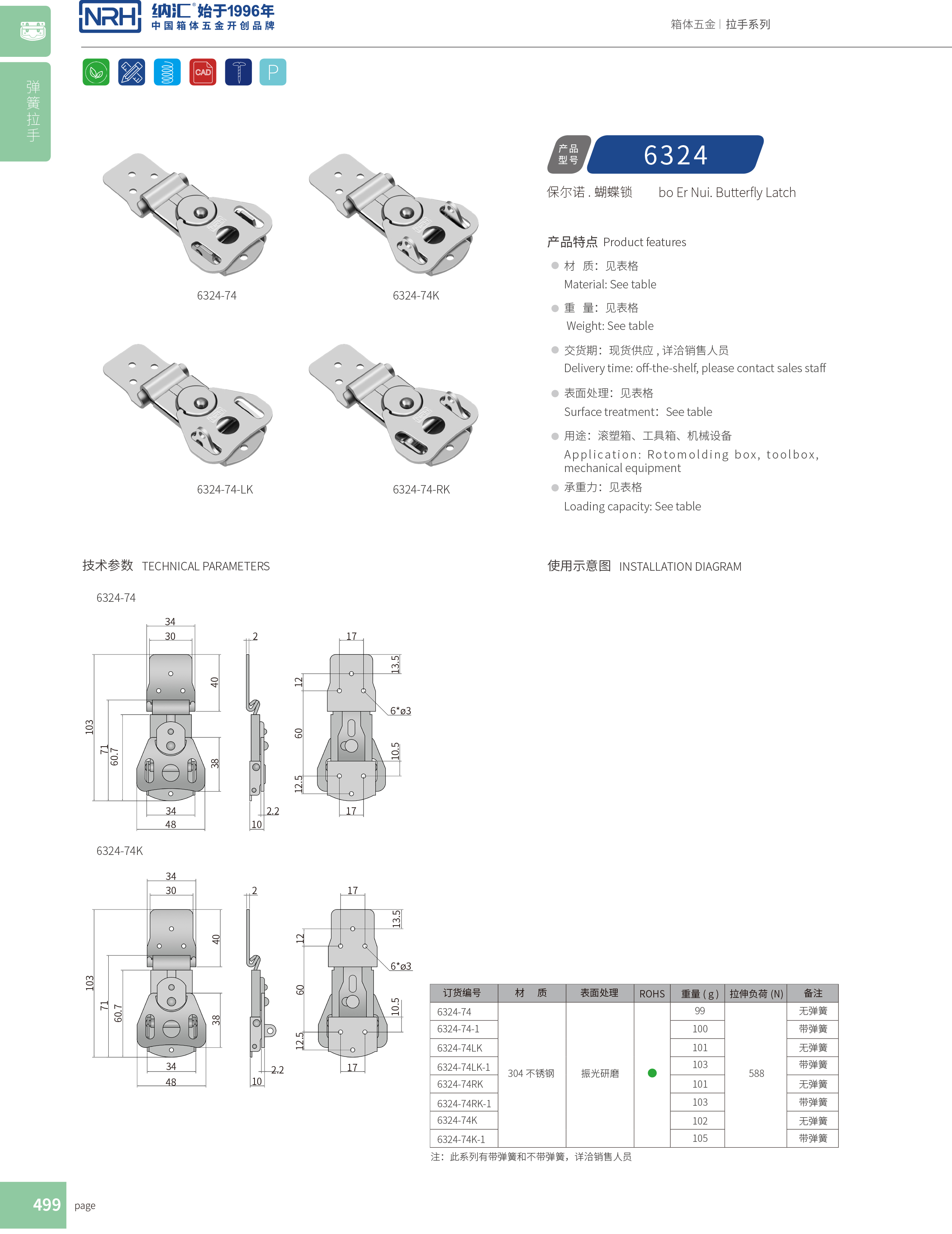 蝴蝶鎖芯6324-74RK環(huán)衛(wèi)車箱扣_不銹鋼鎖扣_NRH儀器箱箱扣