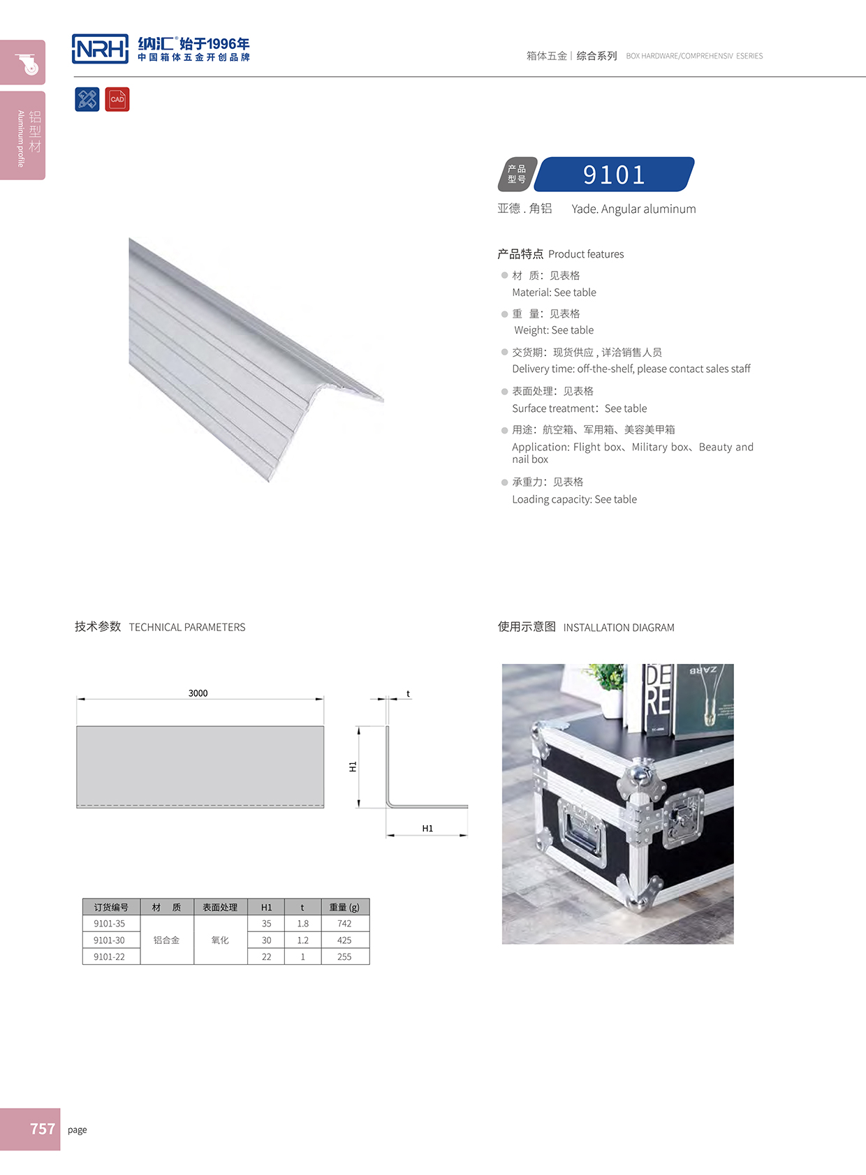 納匯/NRH航空箱角鋁 9101-35