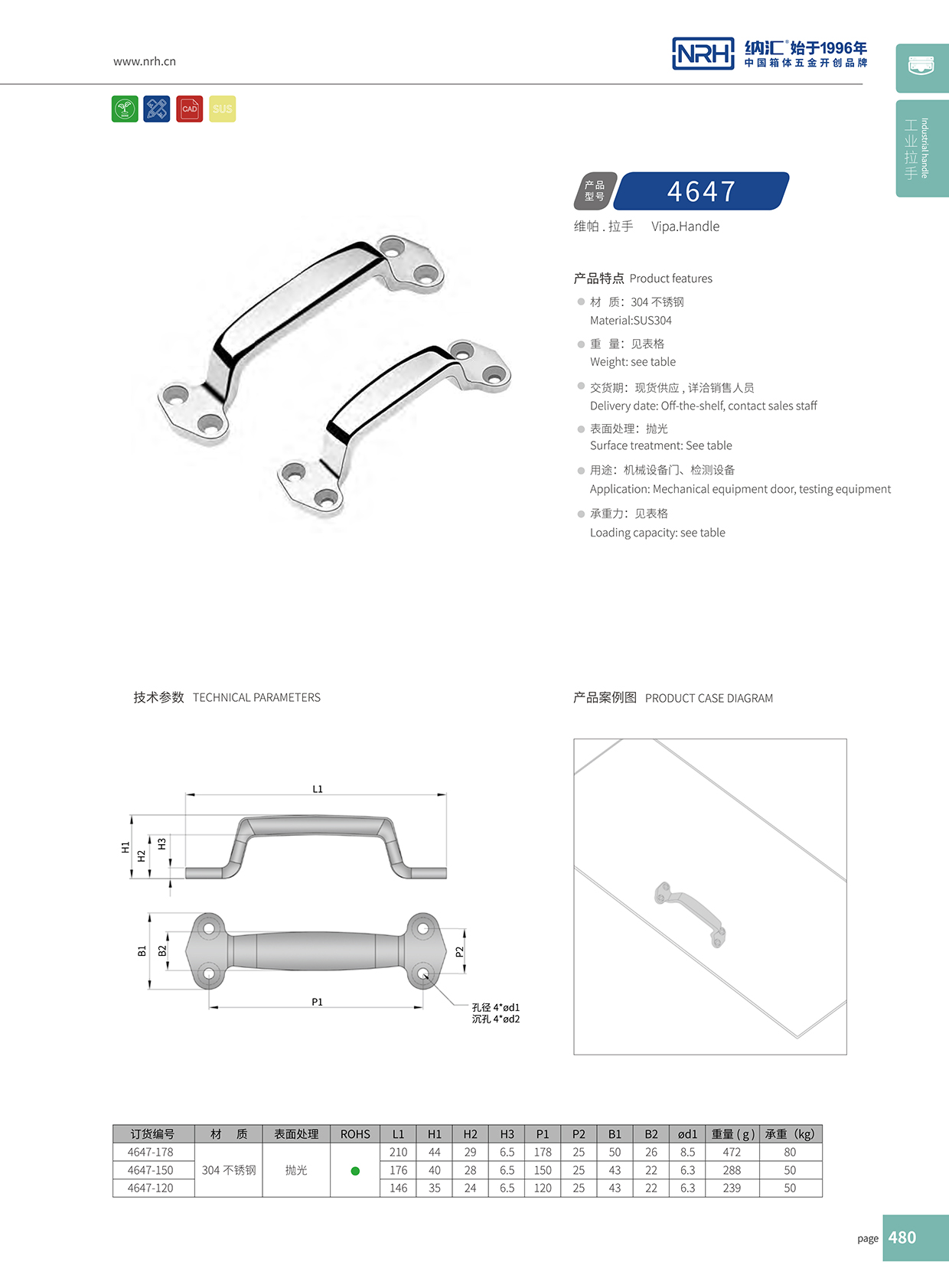 納匯/NRH 4647-120 工業(yè)設備箱拉手