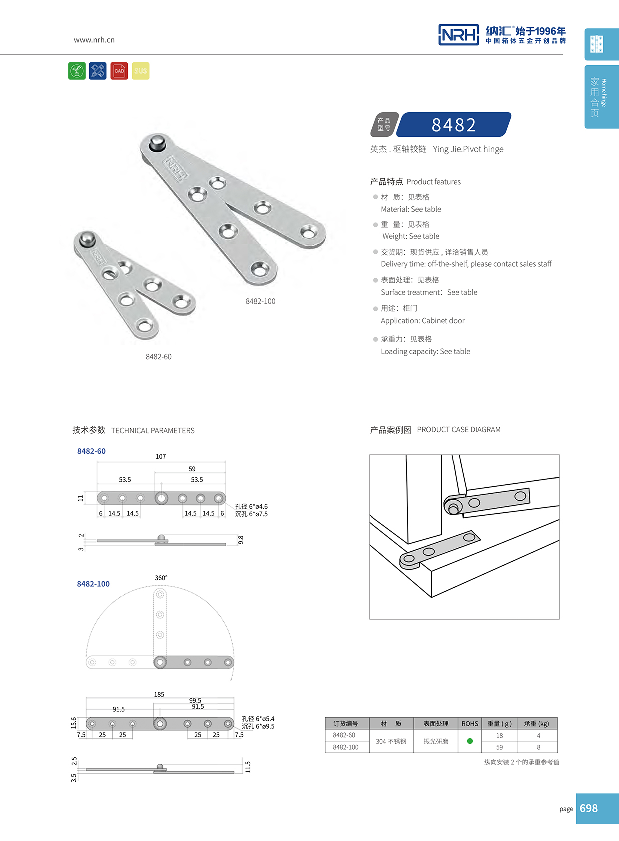 納匯/NRH 8482-100 木箱合頁